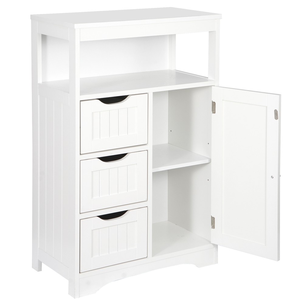 Bathroom Floor Cabinet Freestanding Adjustable Storage Cabinet White Cupboard