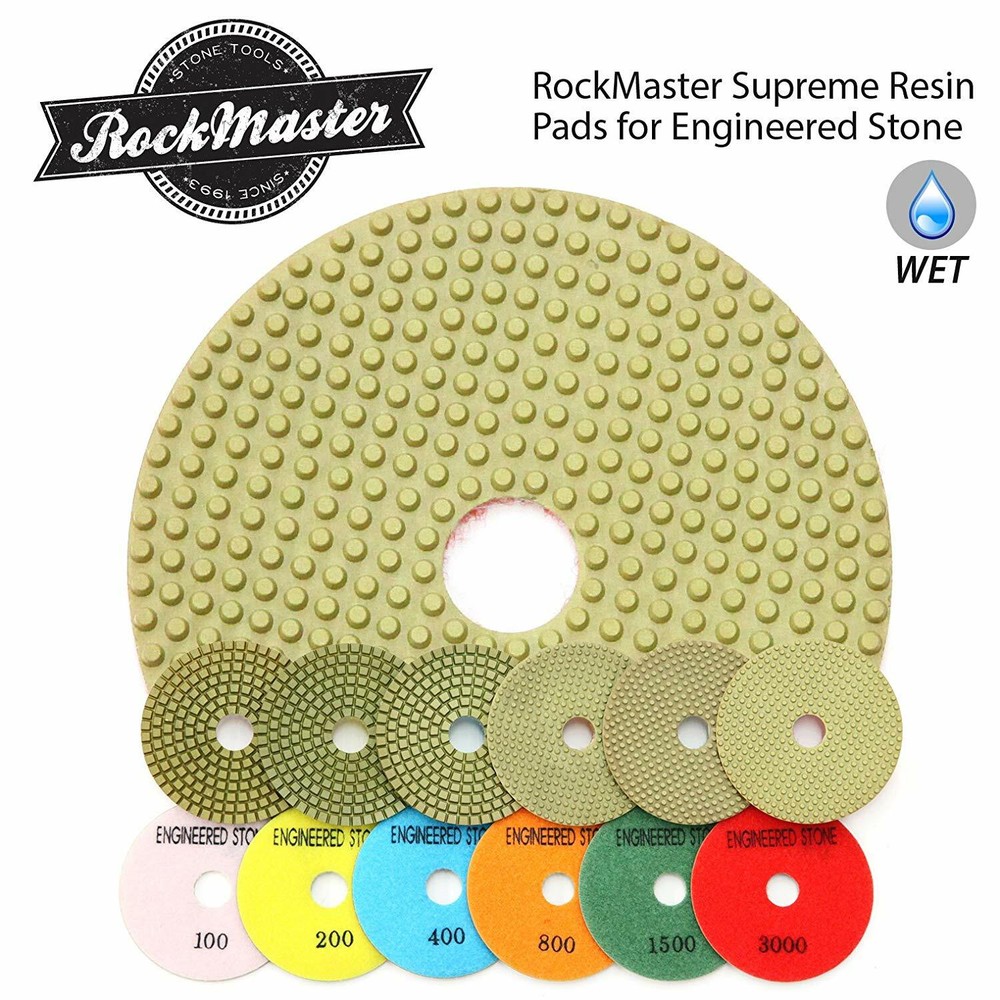 RockMaster 4" Engineered Stone Polishing Pads 6 Piece Kit