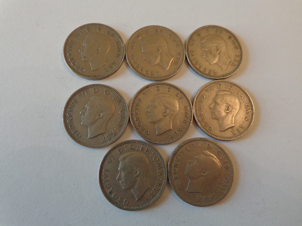 8 X SHILLING COINS 1950.