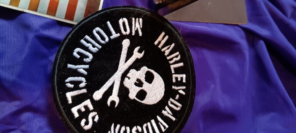 Harley Davidson Frame, Skull Patch, Sticker, Du Rag, Replacement Snaps; LOT of 5