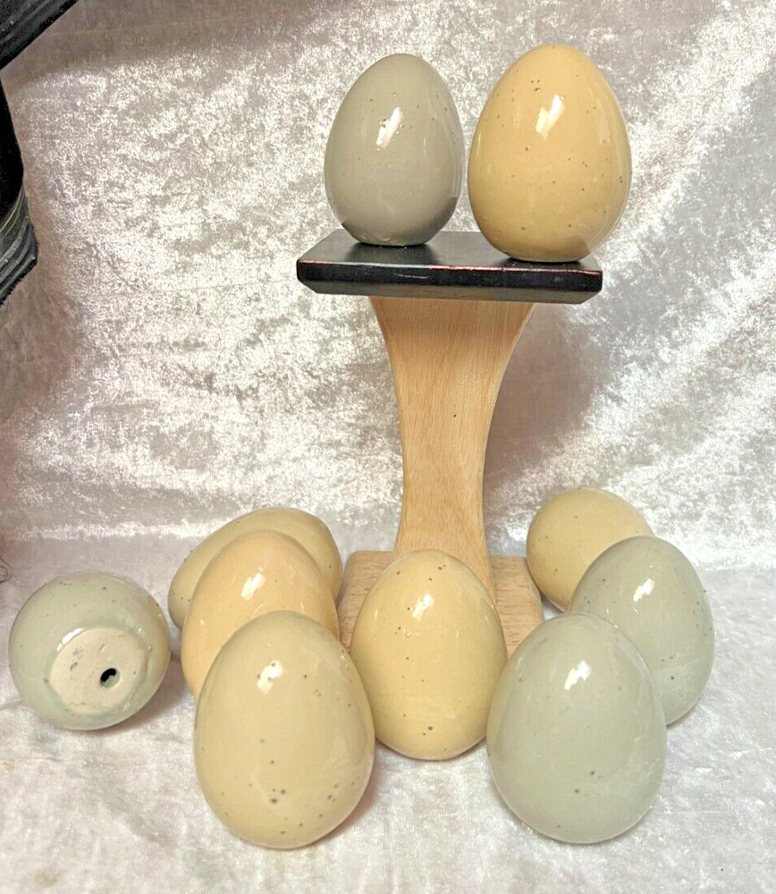 Vintage Ceramic Easter Eggs Painted Glazed Hollow Speckled - s