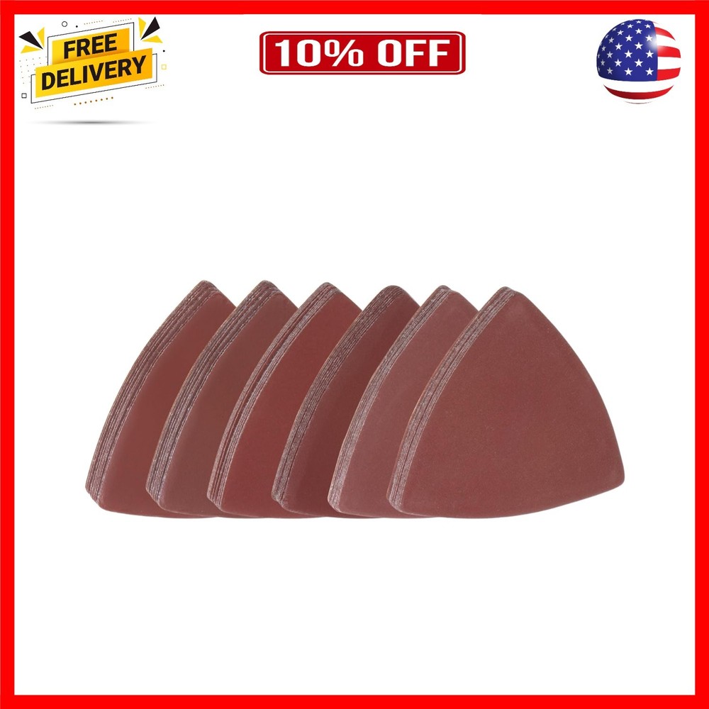 60pcs Triangular Hook & Loop Sandpapers 600/800/1000/1200/1500/2000 Grits 3-1...