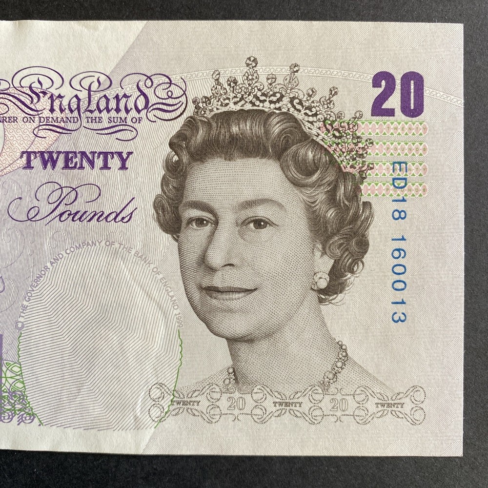 £20 Andrew Bailey Prefix ED18 Twenty Pound Note, 1999 Edward Elgar, Uncirculated
