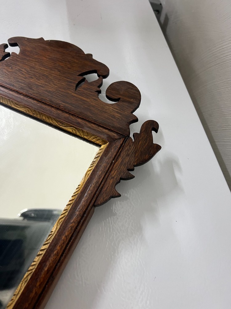 Chippendale Style Walnut Frame Beveled Wall Mirror