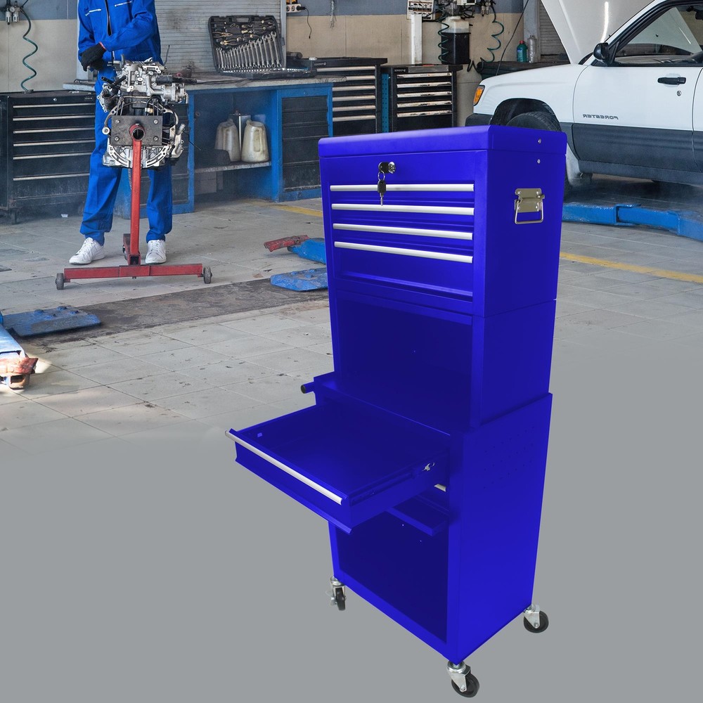 Heavy-Duty 6-Drawer Rolling Tool Chest with Wheels – Blue Storage Solution