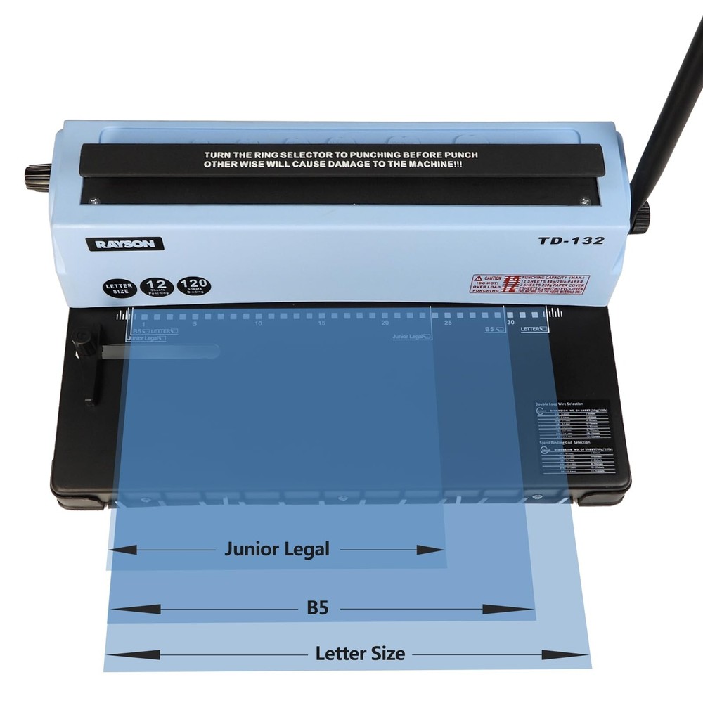 Rayson TD-132 Binding Machine Punch 12 Sheets/Bind 120 Sheets with Sturdy Met...