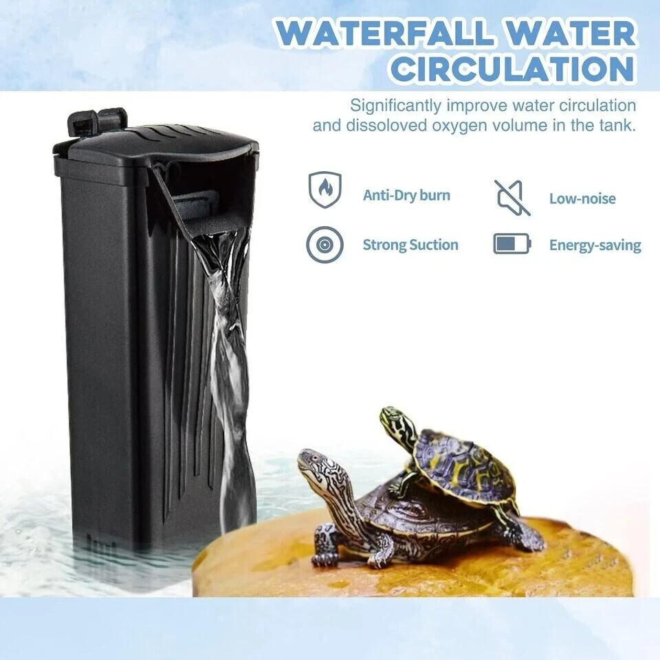 Turtle Tank Filter Aquarium Internal Filter Low-Level Waterfall Filter for Rep