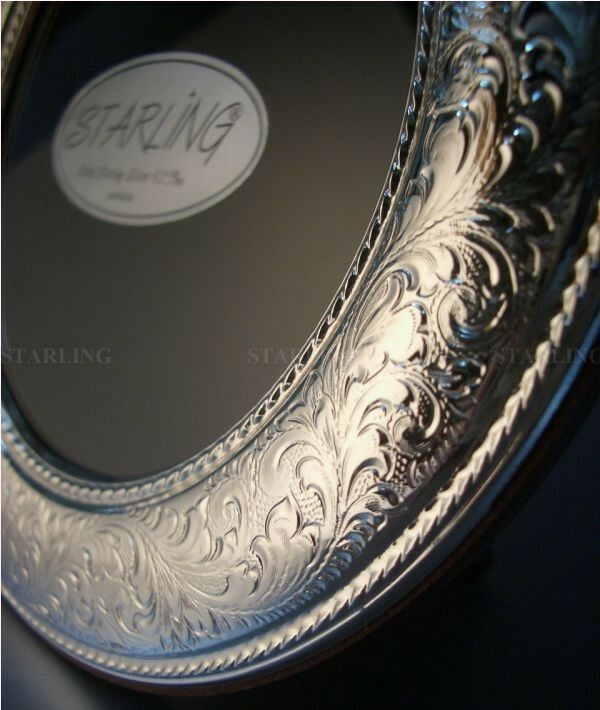 Romantic Photo Frame - Florentine Engraving - Silver Frame Solid 925 Silver (V1)