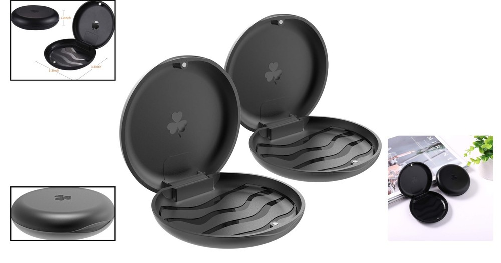 2 Pack Portable Black Orthodontic Retainer Cases - Lockable & Easy Clean