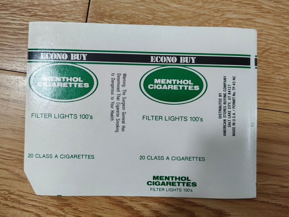 opened empty cigarette soft pack--100 mm-USA-Econo buy