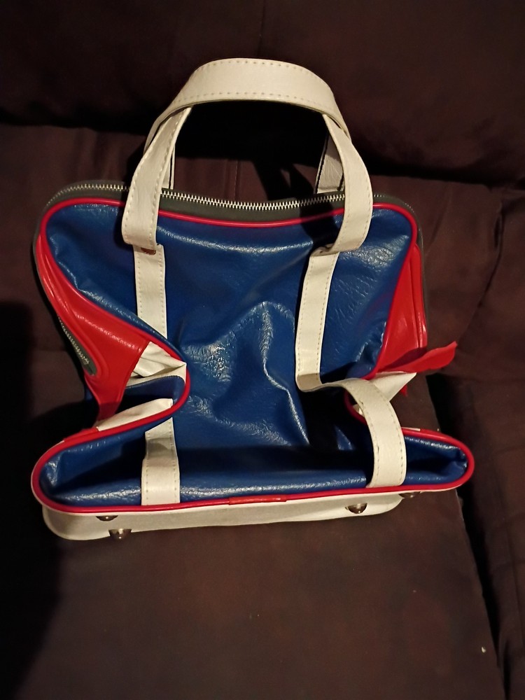 vintage bowling bag red white blue