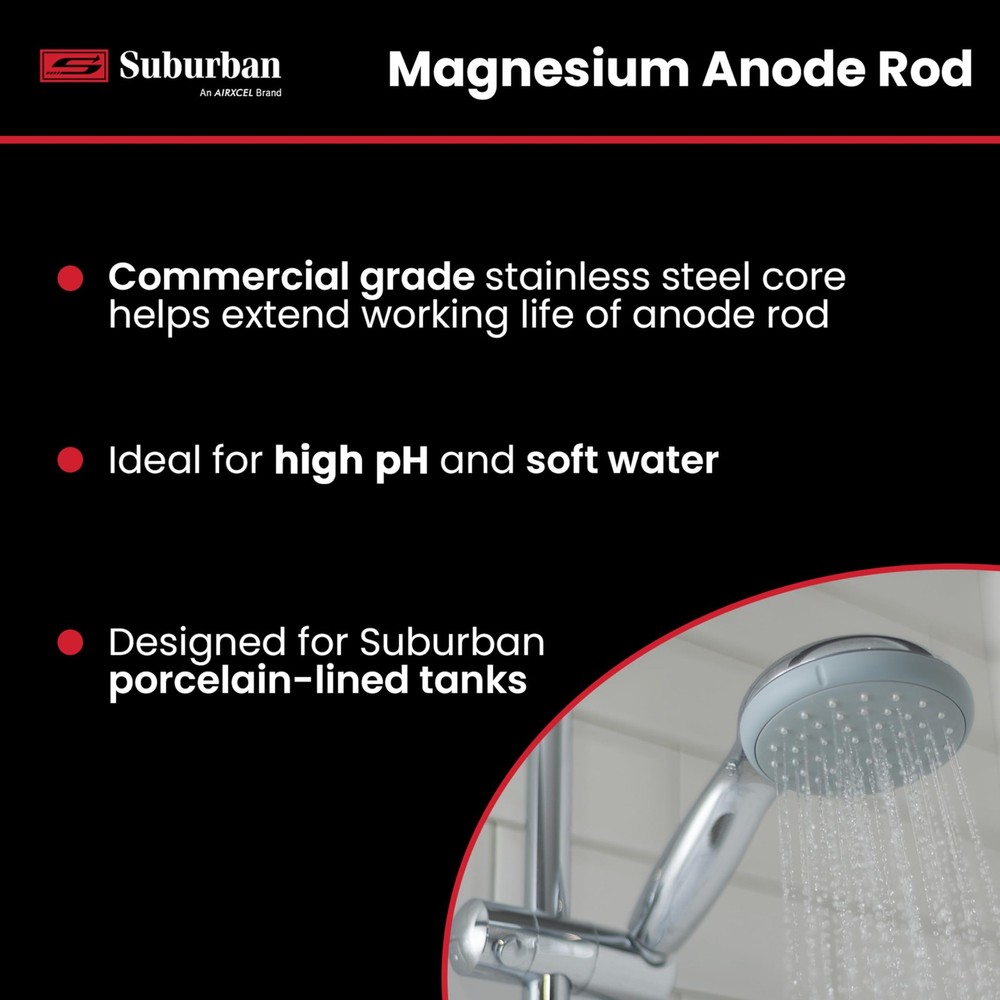 Suburban 2-Pack Magnesium Anode Rods for SW Models RV Tank 2 Pack, Silver