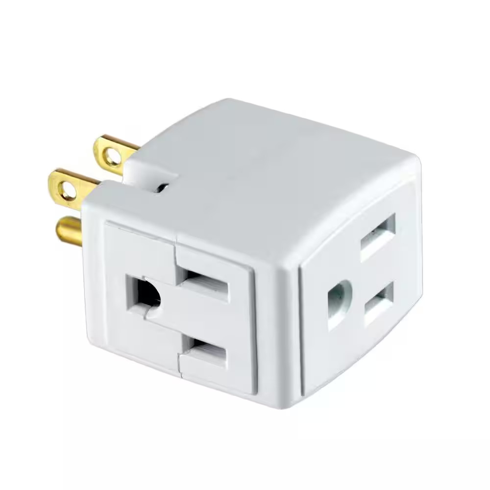 Grounded Triple Cube Outlet Adapter, White 692-W