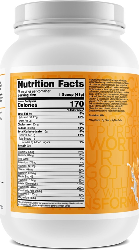 TransformHQ Meal Replacement Shake Powder 28 Servings (Orange Cream)