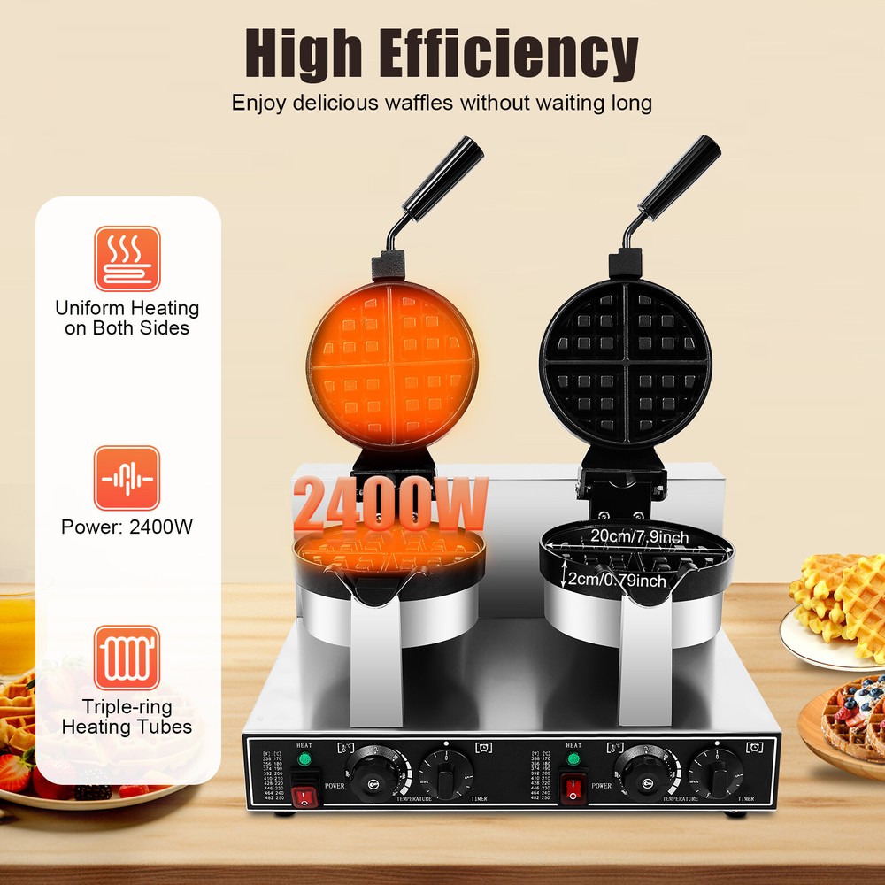 Double Head Waffle Maker Electric Digital Muffin Baker Waffle Making Machine