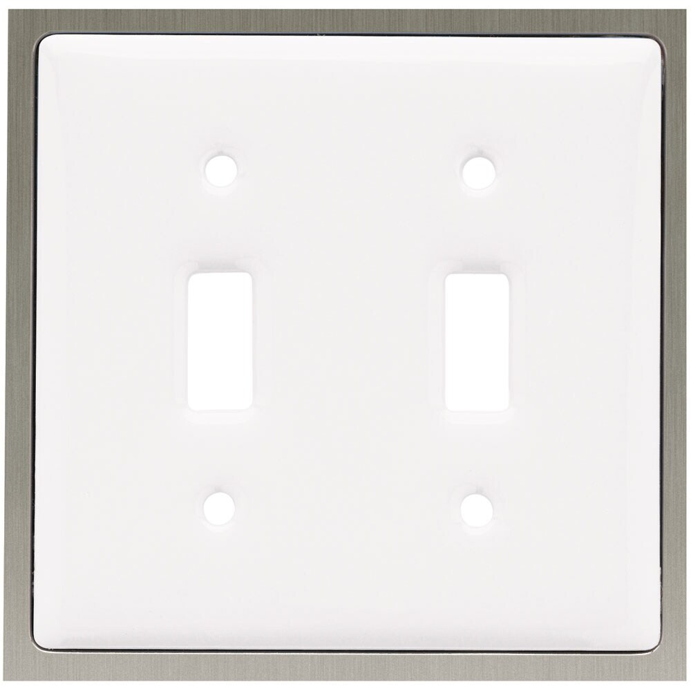 (5 Pack) Double Switch White Ceramic & Satin Nickel