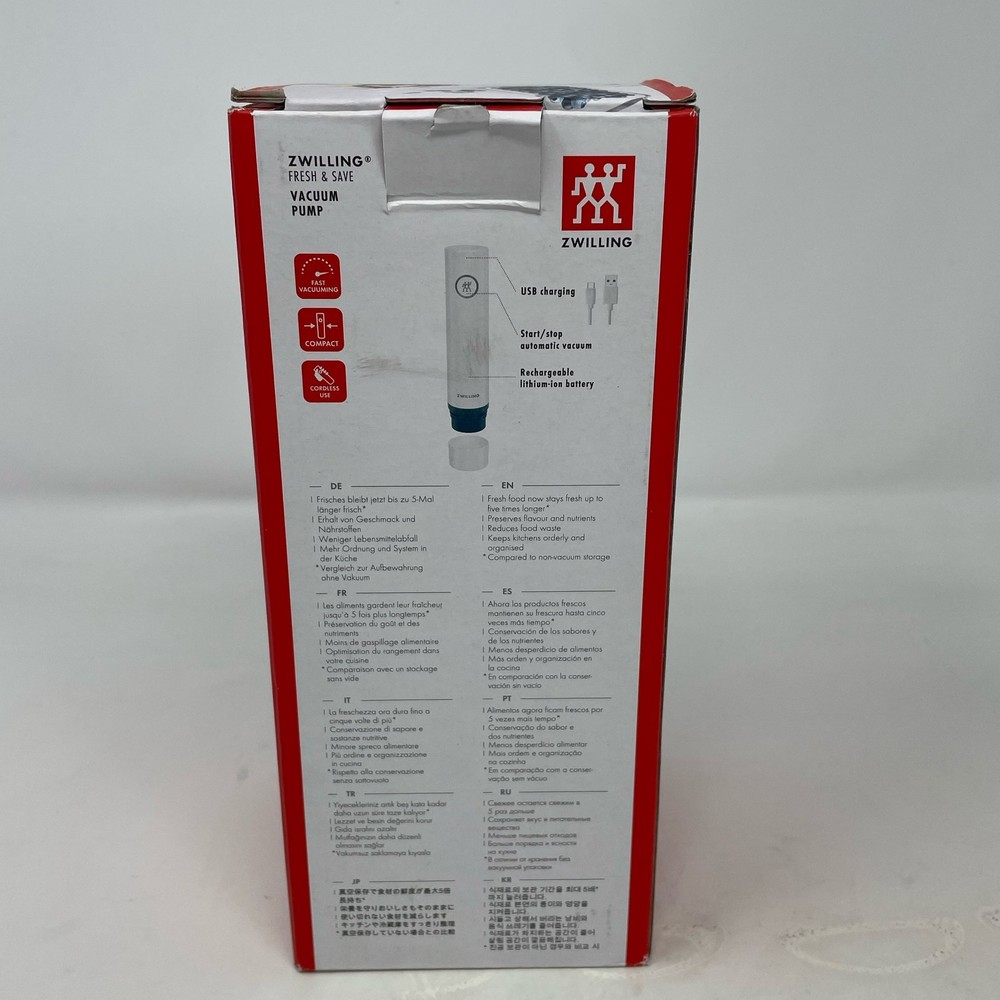 ZWILLING Fresh & Save Handheld Vacuum Pump White, Rechargeable USB
