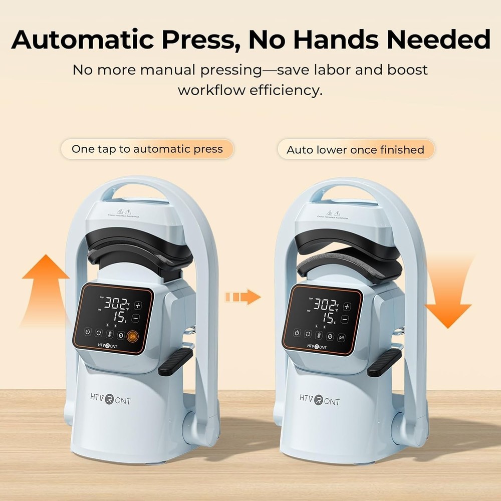 Auto Hat Press Machine - Hat Heat Press Machine with Precise Temp&Timer Control,