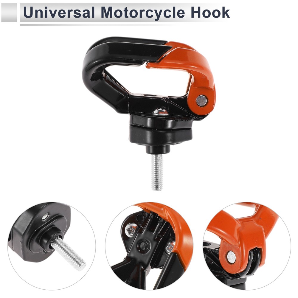 Open-Closed Butterfly Hook Double Motorcycle Hook 1pc Black Orange