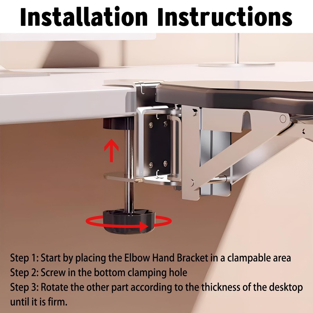 Ergonomic Foldable Elbow Rest for Computer Desk Adjustable Rotating Desk Exte...