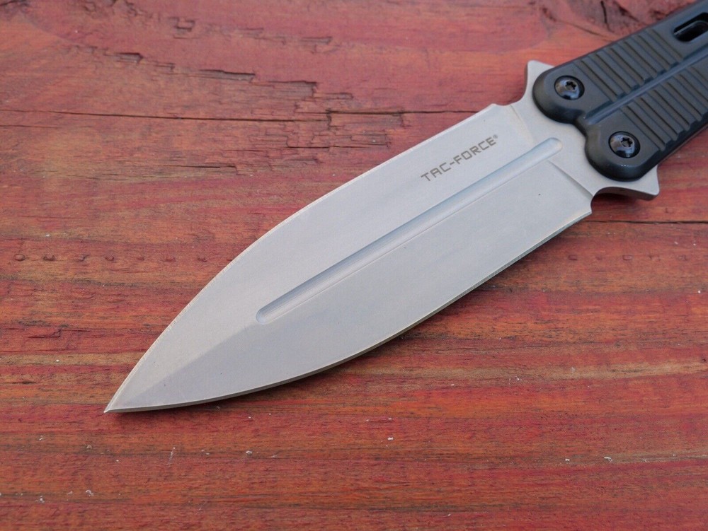 10” Fixed Blade Knife Spear Point Double Edge Full Tang Sharp Black Stealth Boot