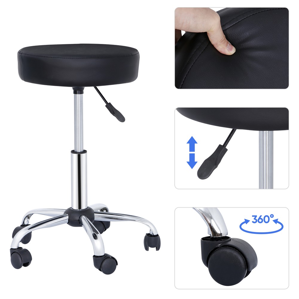 2X Adjustable Height Salon Stool Backless Spa Chairs Massage Stools Swivel Black
