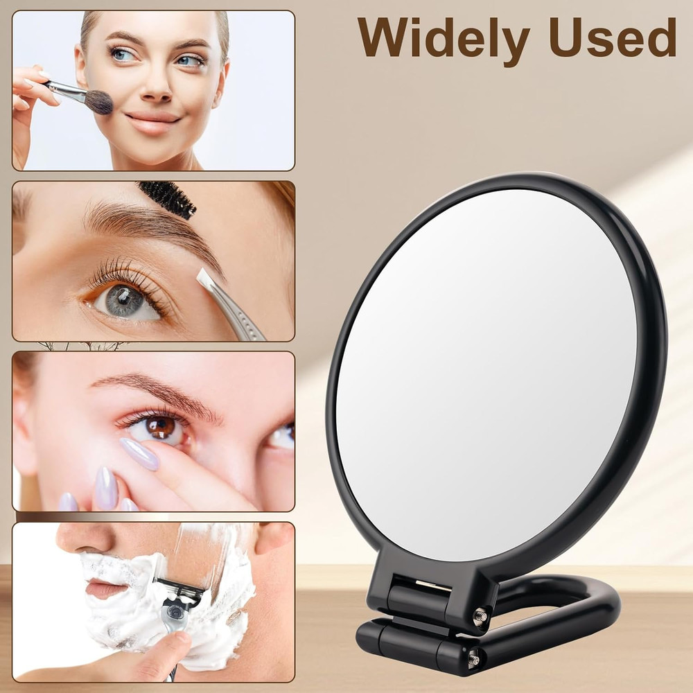 BOOMIBOO 1X/10X Magnifying Handheld Mirror Double Sided, Foldable Travel Makeup