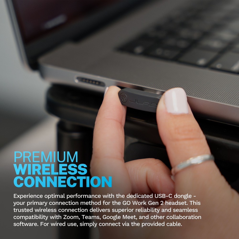 JLab GO Work Wireless On-Ear Headset Gen 2, USB DONGLE Connection, Refurbished
