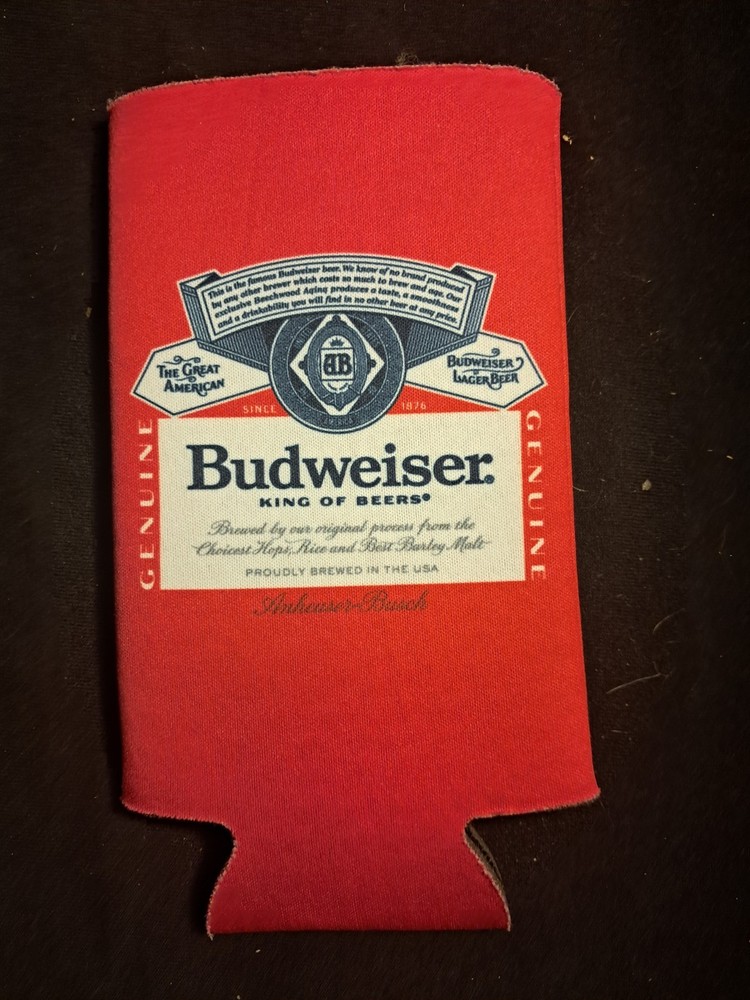 budweiser koozie tall boy