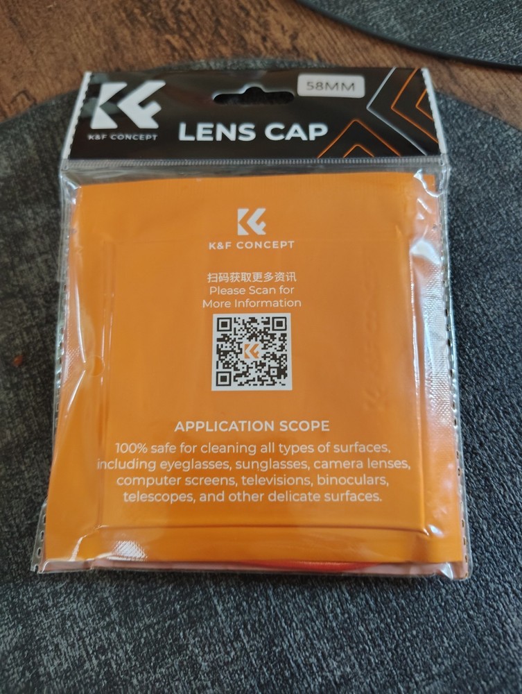 58mm Lens Front Cap Black Plastic w/ keeper String (NEW)