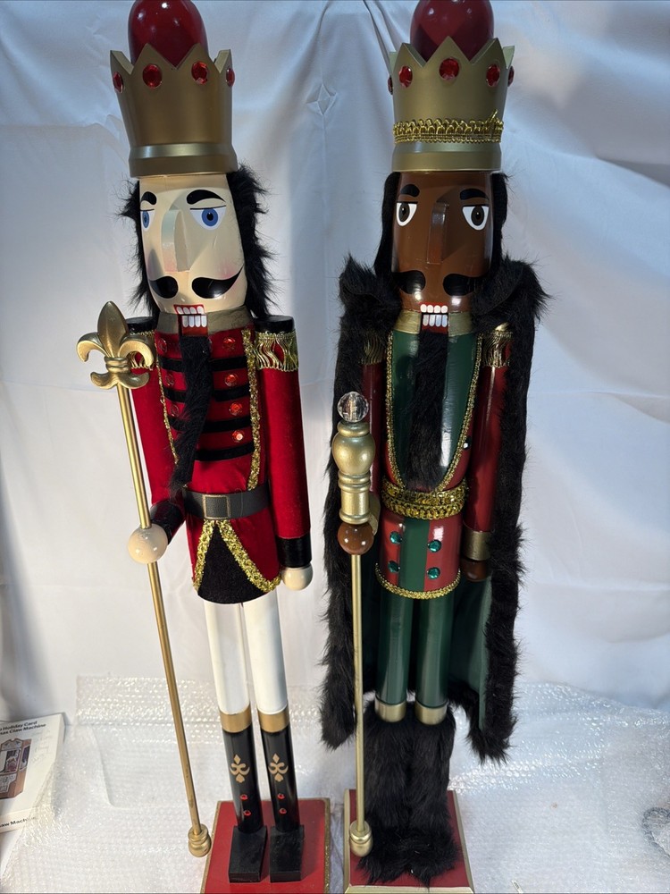 42" Christmas Black African American King Nutcracker Crown&Nutcracker Guards Set