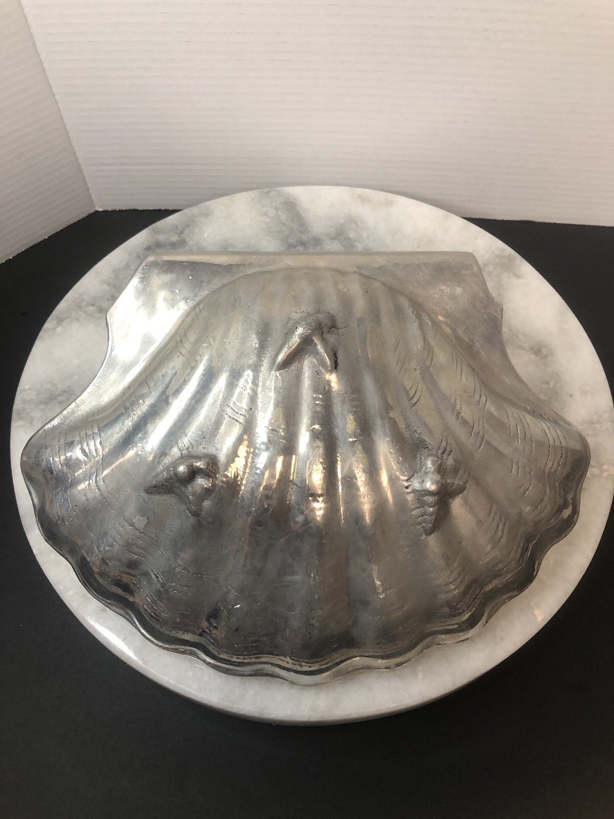 Silver Plated Pewter Nautical Sea Shell Clam Bowl Dish in EUC
