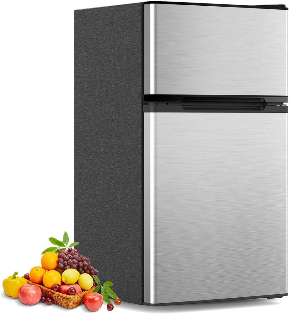 COWSAR 1.6 Cu.Ft Compact Fridge with Freezer, Compact Refrigerator with 7 Temper