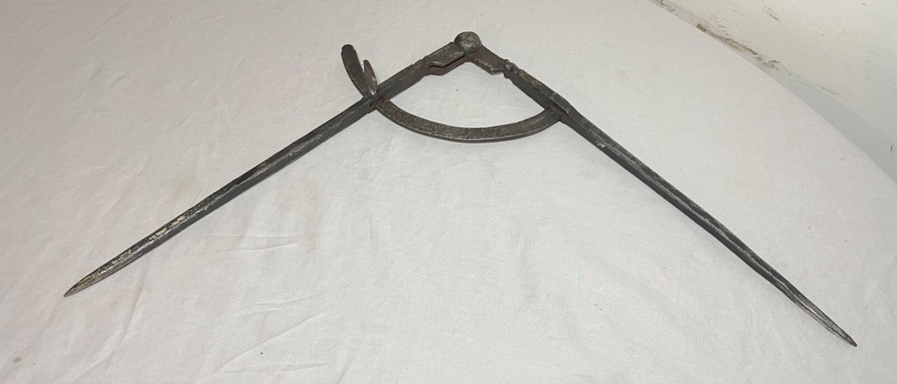 LARGE rare antique 18th century handmade solid wrought iron compass divider tool