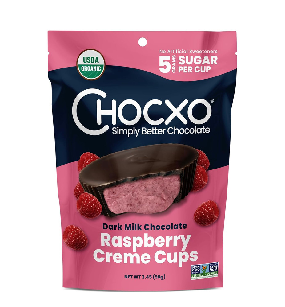 Organic Raspberry Creme Dark Milk Chocolate Cups