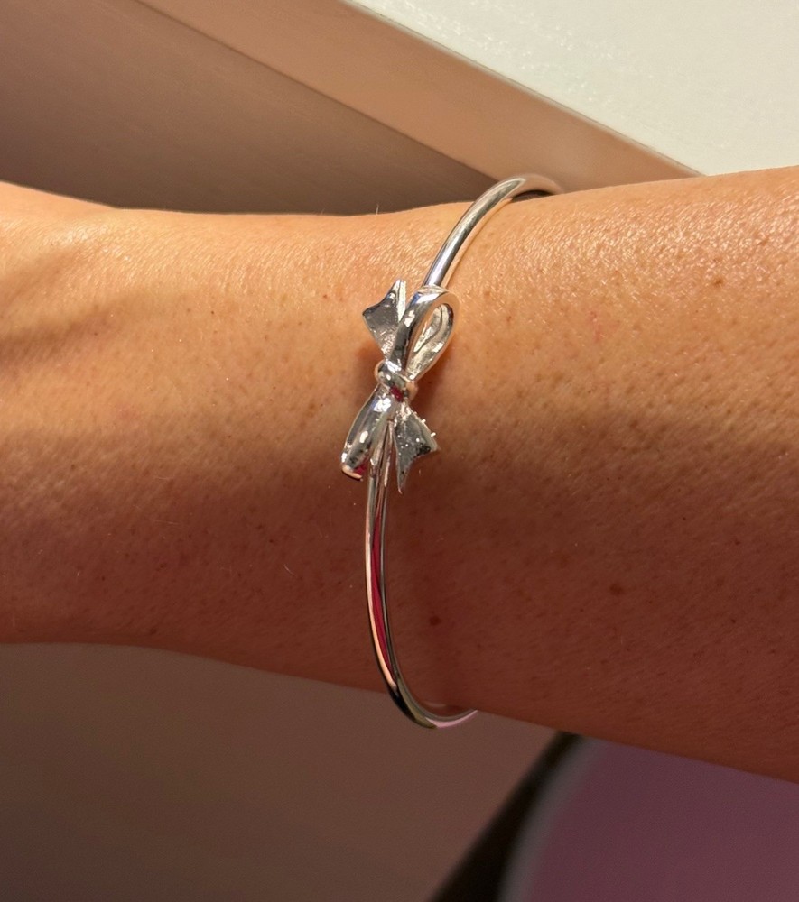 Adjustable Minimalist Bow Cuff Bracelet in 925 Sterling Silver