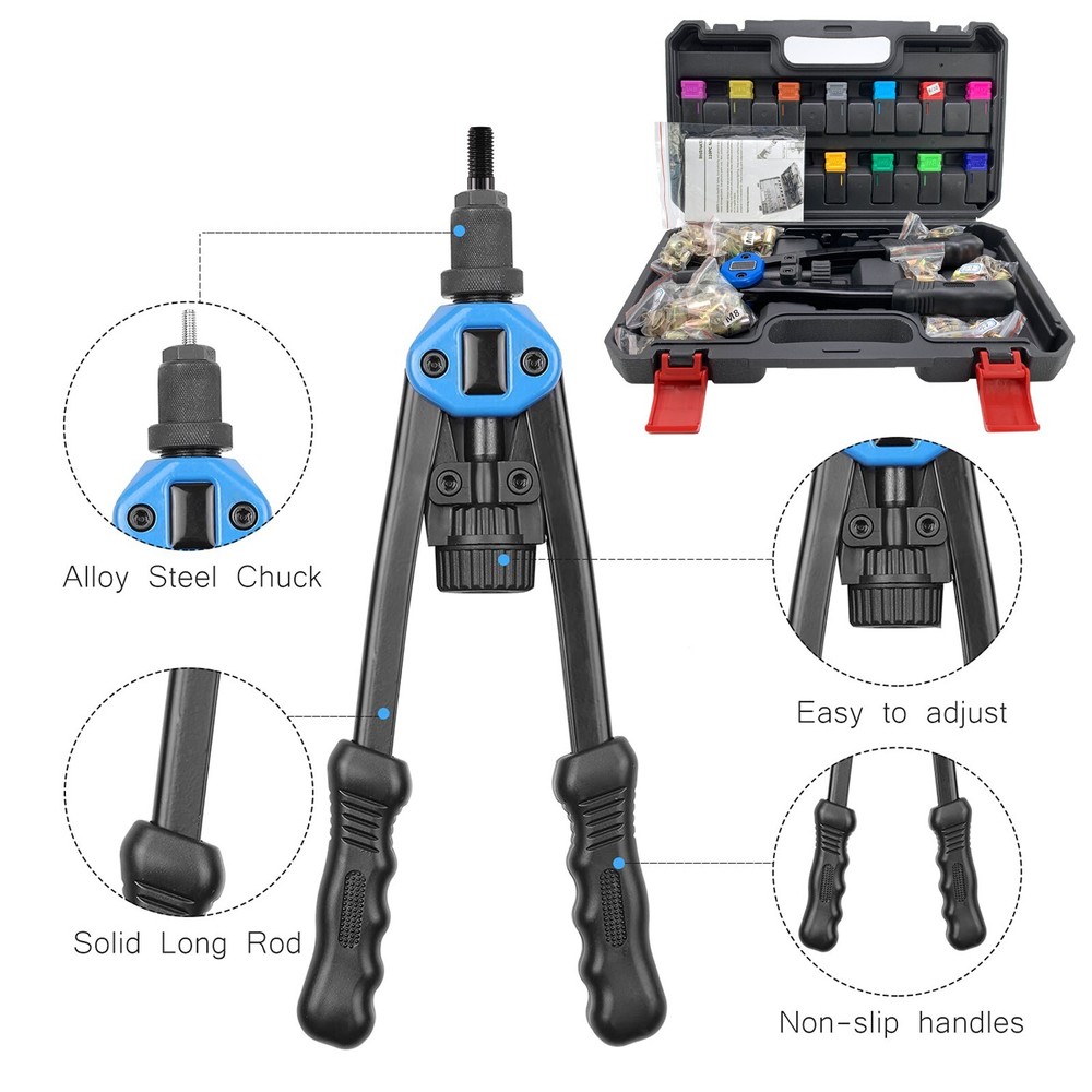13'' Rivet Gun Kit Rivnut Thread Setting Tool Nut Setter NutSert Metric 130PCS