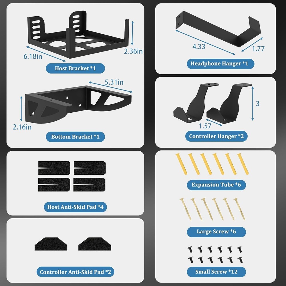 Wall Mount for Xbox Series X Multifunctional Bracket Controller Headset Holders