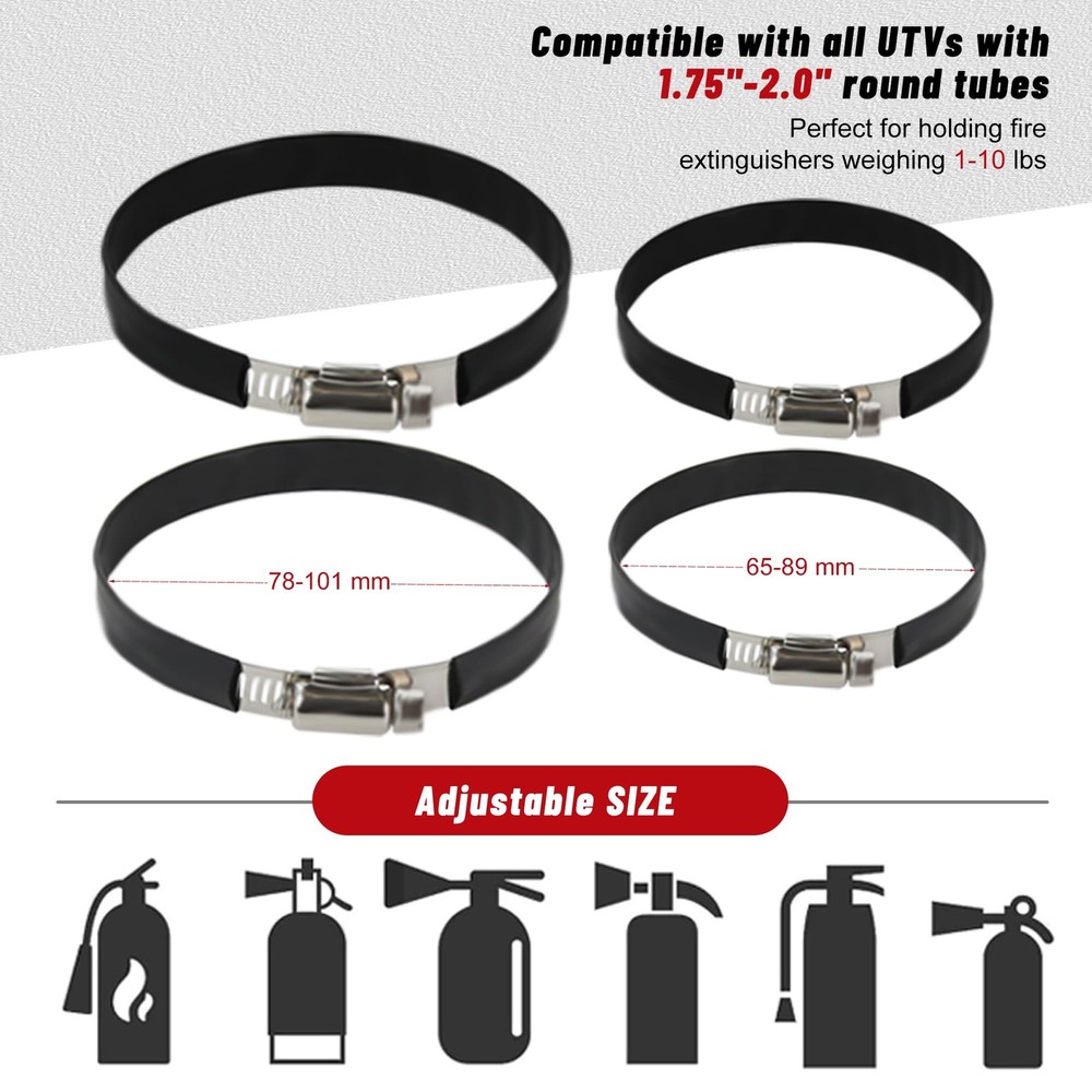 UTV Fire Extinguisher Mount Kit- Quick Release Roll Bar Black 1