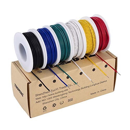 24 AWG Solid Core Hookup Wire Kit, 6 24 AWG Solid Core 6 Colors 30 ft