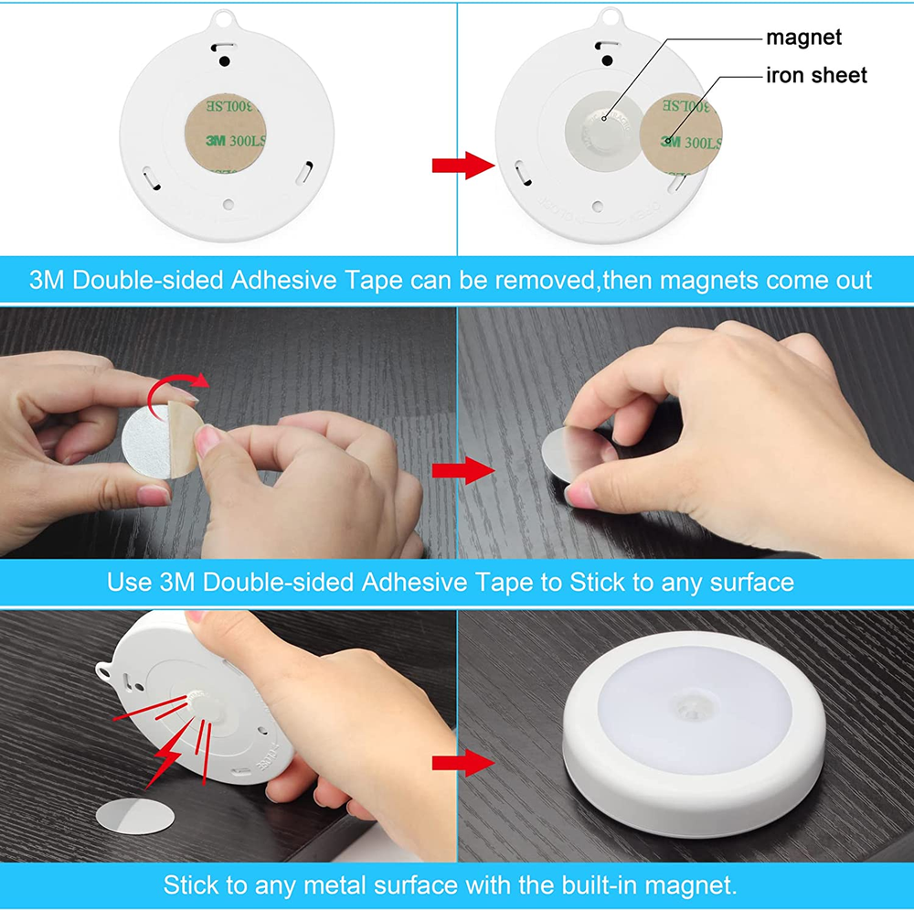 Mlambert 4 Pack Motion Sensor LED Night Light, Non-Fall Cordless Battery-Powered