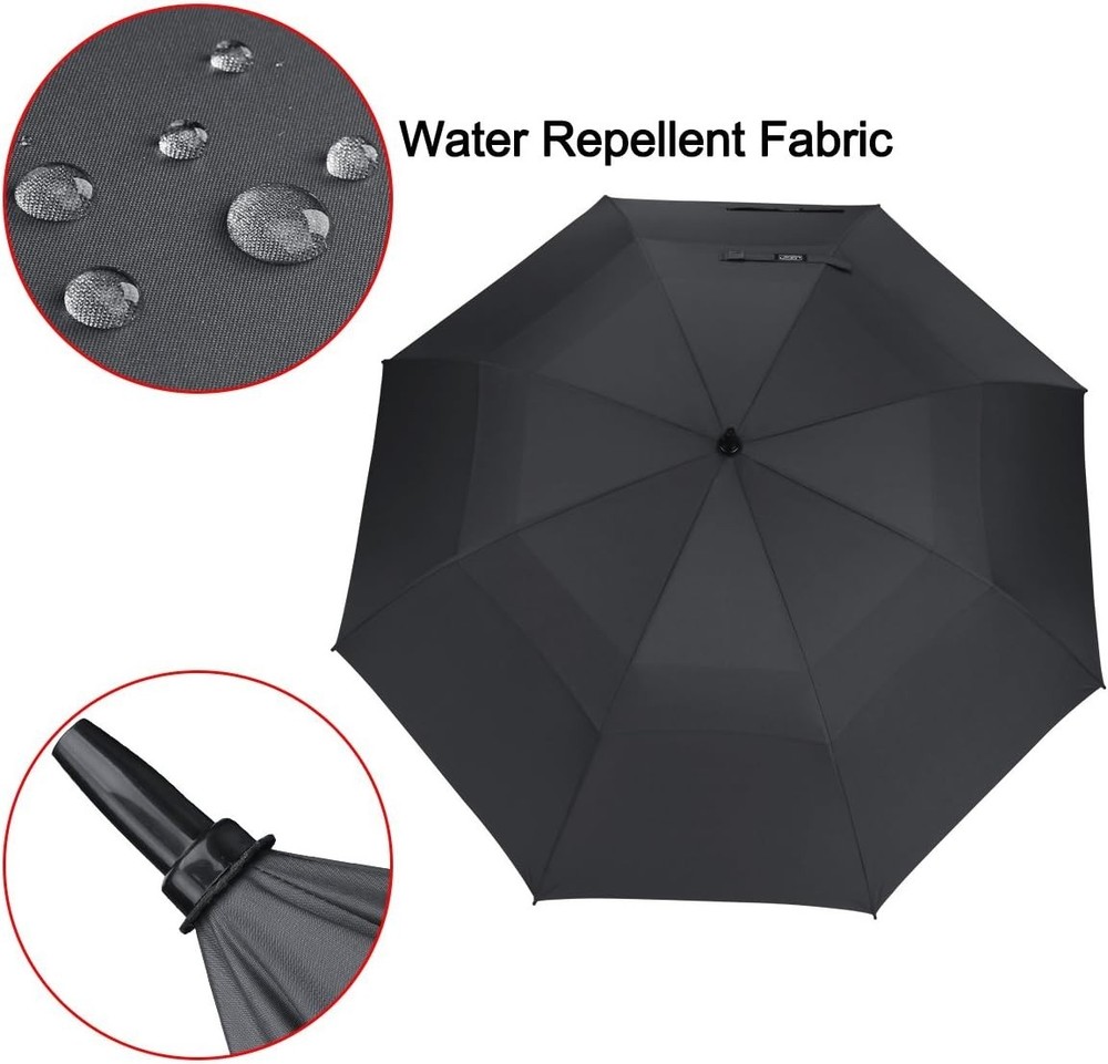 47In Automatic Open Golf Stick Umbrella Oversize Double Canopy Vented Waterproof