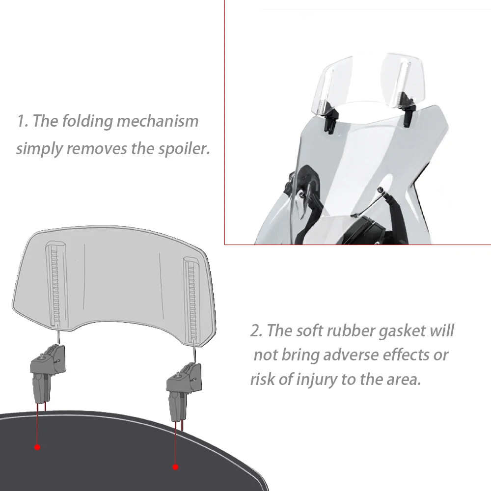 Clip On Motorcycle Windshield Extension Spoiler Wind Screen Deflector Universal