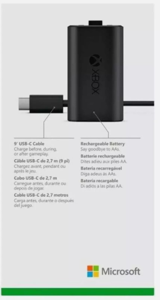 Microsoft Xbox Play & Charge Rechargeable Controller USB-C Cable Kit Series X/S