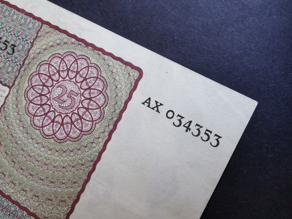 VF+ 25 guldens 1940 NETHERLANDS