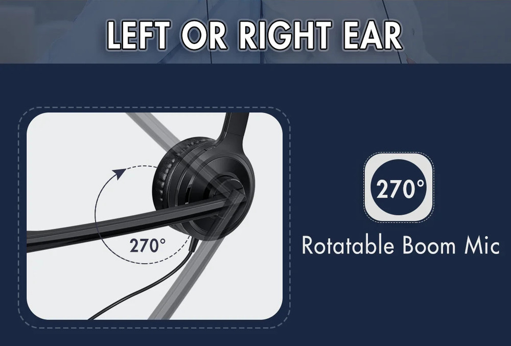 MPOW Wired Single-Sided USB Headset with Microphone