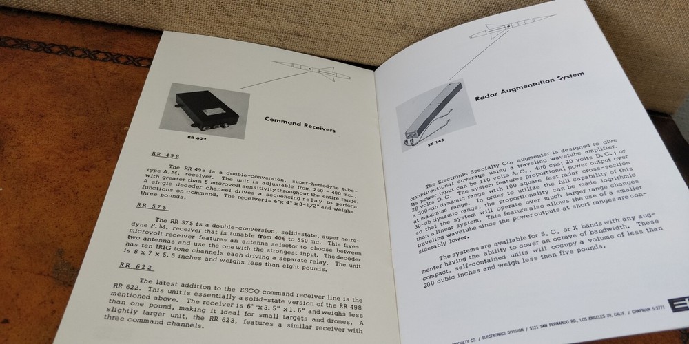 1950s ~ Electronic Speciality Co. ~ Target Systems ~ Missiles Radar ~ Booklet