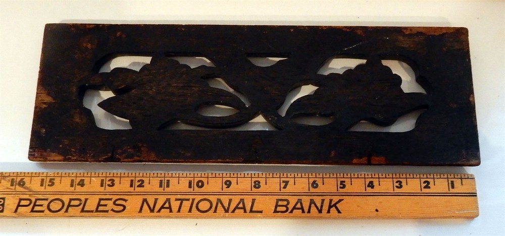 Antique 16" Oak Carved Floral Openwork Panel / Architectural Salvage