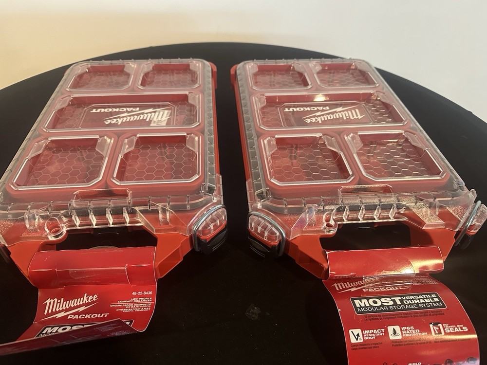 Milwaukee PACKOUT Low-Profile Compact Organizer 2-Pack, Impact Resistant, IP65