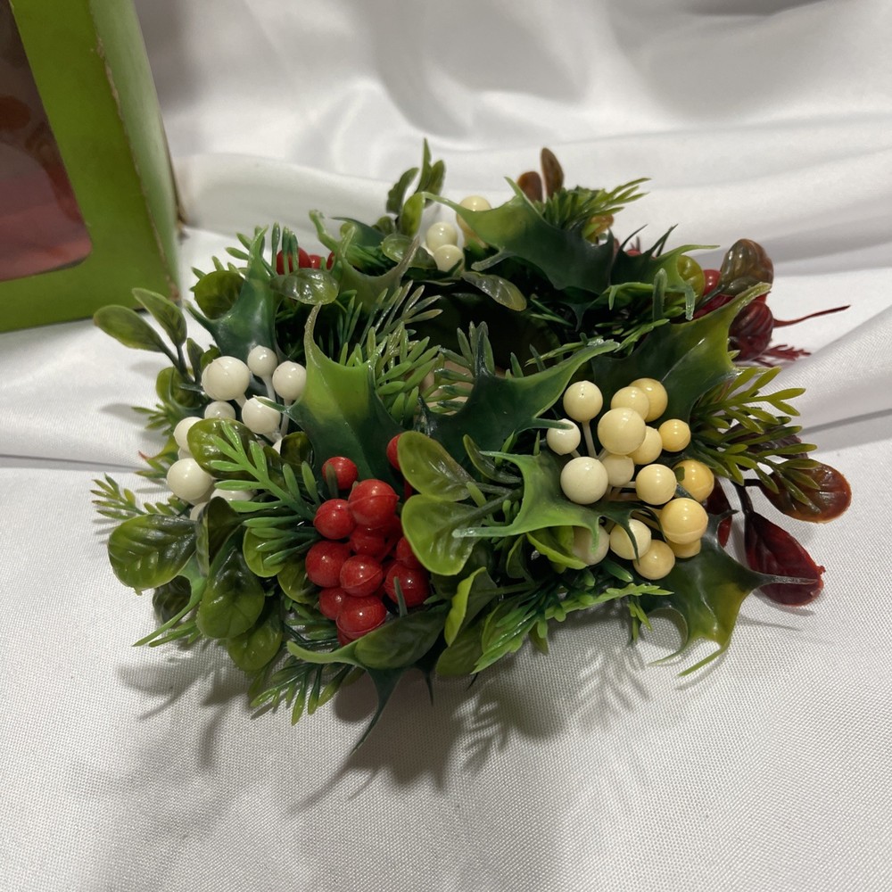 Christmas Plastic Candle Holder Features Mistletoe
